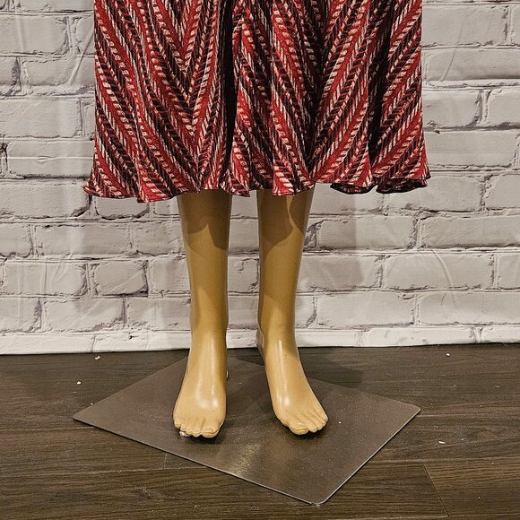 ALFANI - 100% silk sleeveless red herringbone print dress - Picture 7 of 10